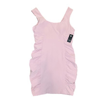 GUESS Women's ruched sleeveless square neck dress pink rose size 16