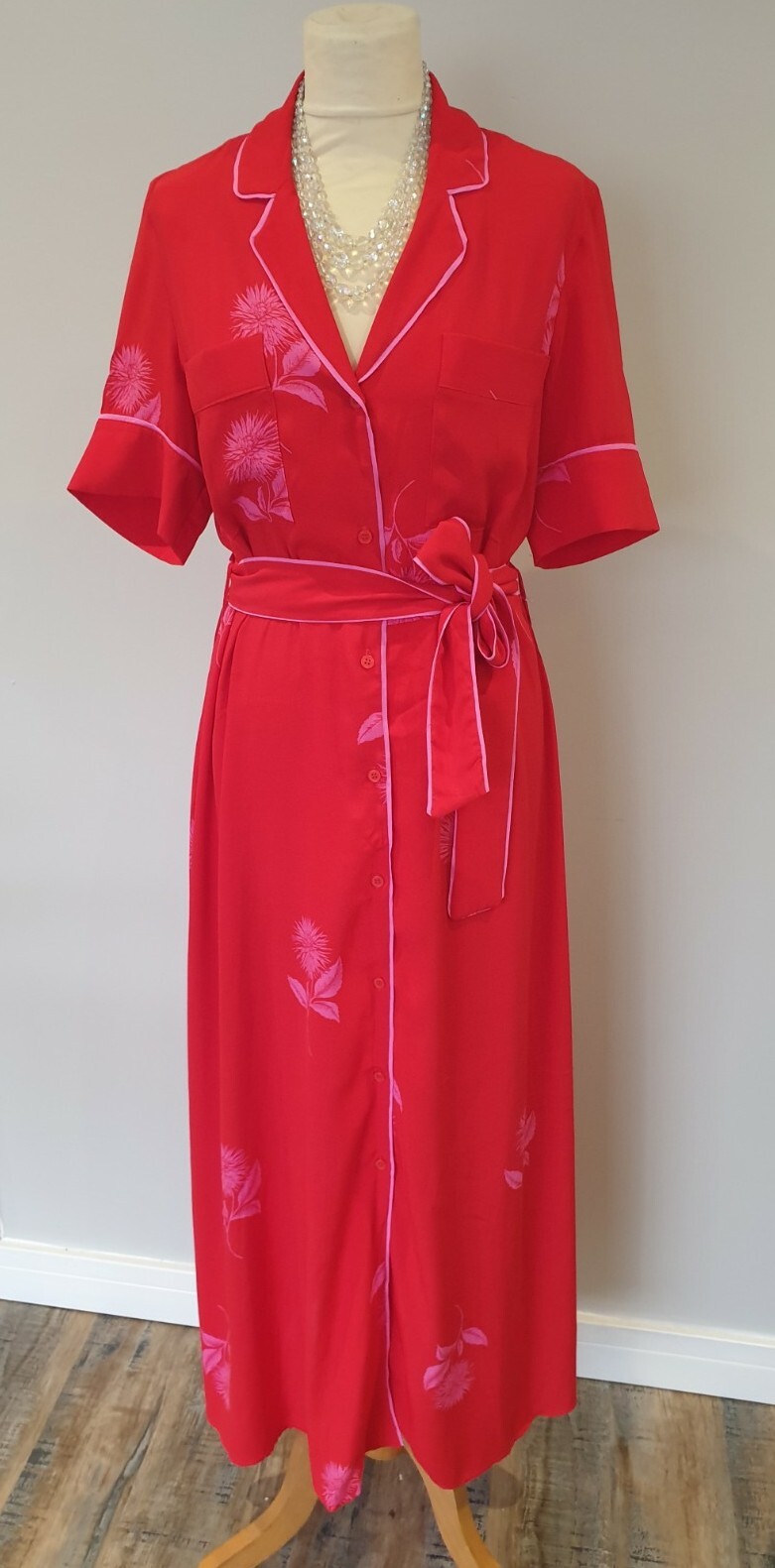 Vintage 1930s Oriental Style Red Dress Size 18 Emma Willis eBay