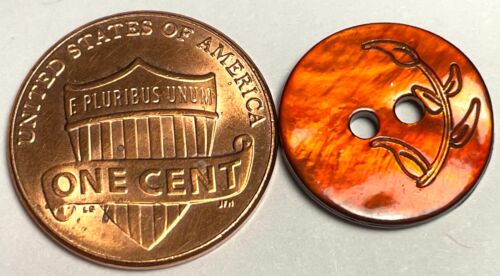 8 PCS ONLY! Dyed Rust Red Lasered Abalone Shell Buttons 15mm Almost 5/8" 13553 - Picture 2 of 5