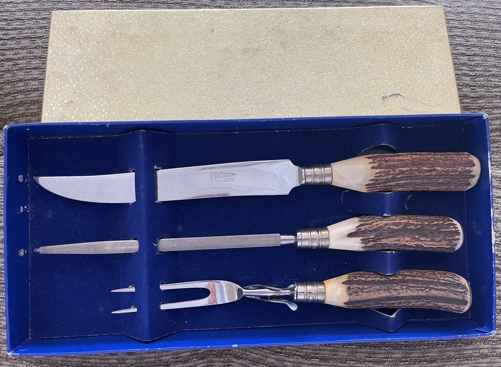 Vintage carving knife set with antler handles eBay