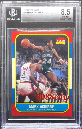 1986-87 FLEER ROOKIE CARD: MARK AGUIRRE #3 of 132 PISTONS RC 2x ALL-STAR BGS 8.5