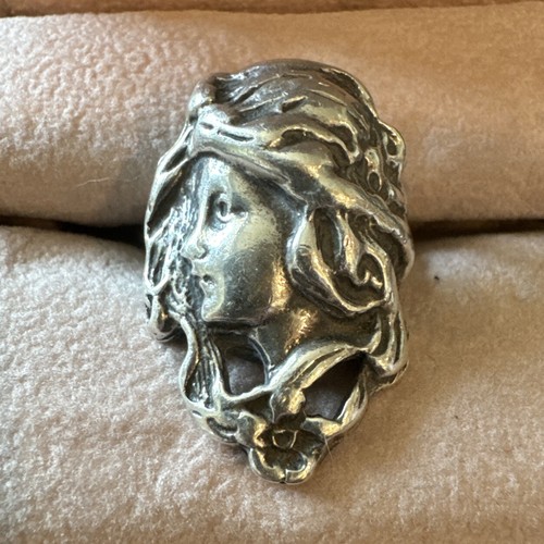 ANTIGUO HERMOSO ANILLO MUJER ART NOUVEAU PLATA ESTERLINA ALTO RELIEVE TALLA 6 - Imagen 4 de 4