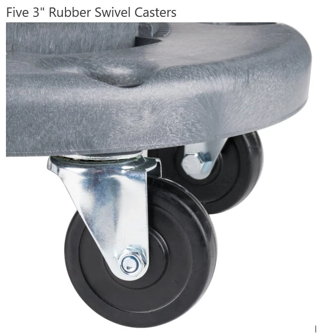 3pk Trash Can Dolly w/Wheels For 20, 32, 44, 55 Gal Garbage Container Round Bin - Image 4 of 4