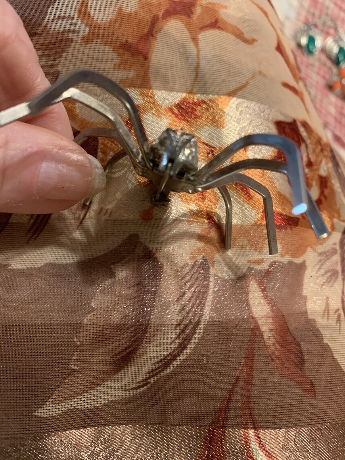 RARE 1937 Adolph  Katz Huge Rhinestone Spider Sil… - image 8