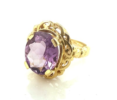 Bague En Or 18 Carats Avec Une Améthyste - Poids Total 4,99 Grammes, Magnifique Bijou Occasion
