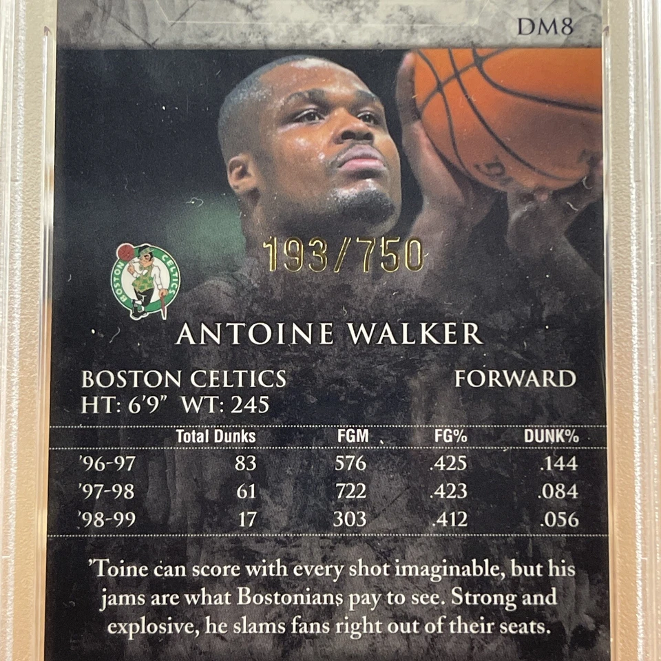 1999-00 Topps Finest Dunk Masters 193/750 Antoine Walker #DM8 PSA9 - Image 4 of 4