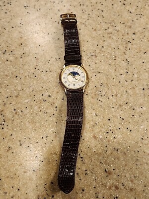 VTG Citizen Moon Phase Watch Men White Dial Gold Tone Daydate Round Not Tested