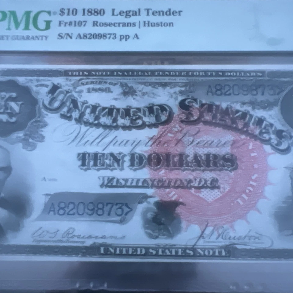 1880 $10 Legal tender Fr#107 PMG-63 Choice Uncirculated - Image 3 of 4