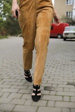 Vintage brown suede leather pants. Womens VTG pants XS size