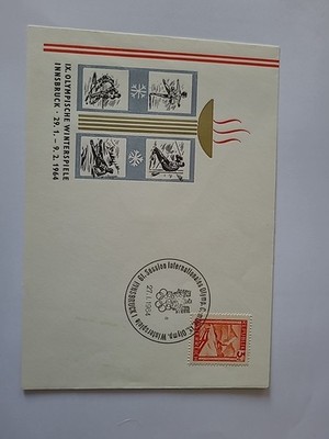 Briefumschlag Olympische Winterspiele 29.1.1964. Abgestempelt 27.1.1964