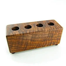 Walnut 4 Pen Holder Stand Wooden Block Artisan Handcrafted Solid Wood