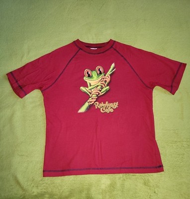 Rainforest Café. T-Shirt. rot. grüner Frosch. Gr. M.
