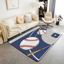 Baseball Area Rug 3x5 Gaming Sports Decorative Carpet for Boys Girls Teens Ba...