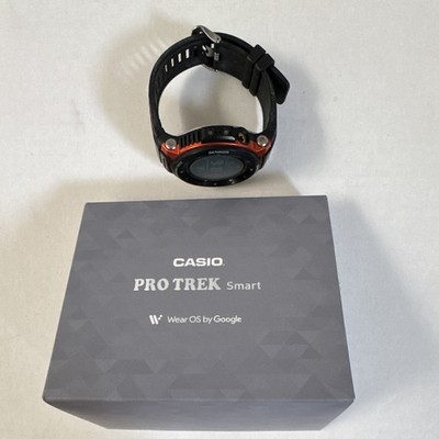 Casio Pro Trek Smart WSD-F30 Orange Stainless Steel GPS Wear OS Black Resin Band