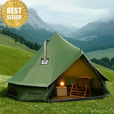 Canvas Bell Yurt Tent w/ Stove Jack 4 Season Cotton Glamping Tent for Camping