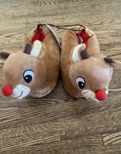 Rudolph the Red-Nosed Reindeer Kids Plush Slippers, Size 4 Youth/Toddler