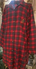 LAUREN Ralph Lauren Logo Camisa Vestido Pijama Vestido Rojo Tartán Cuadros Talla XL