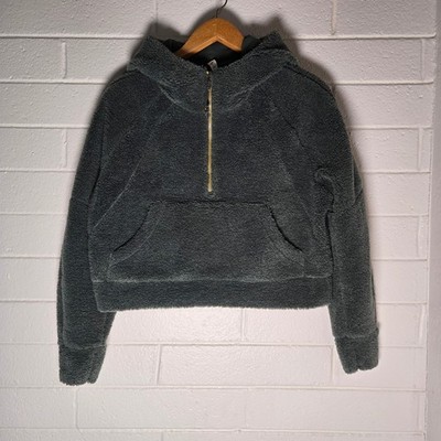 Lululemon Scuba Oversized Half Zip Fleece Hoodie Sherpa M/L Smoked Spruce Green