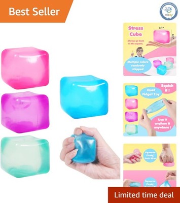 Vibrant 4-Pack Stress Cube Set - Perfect Squishy Fidget Toy for All Ages