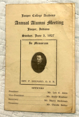 1927 Indiana Jasper College Academy Annual Alumni Meeting Program Brochure