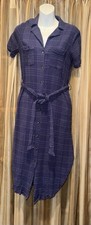 Anthropologie Maeve Blue Aria Plaid Textured Midi Dress Xsmall Shirtdress Chic