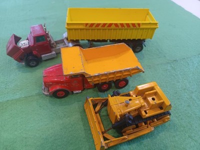 Matchbox Lesney Super King Ford, Scammell ,Articulated Tipper Trucks+ Ertl Dozer