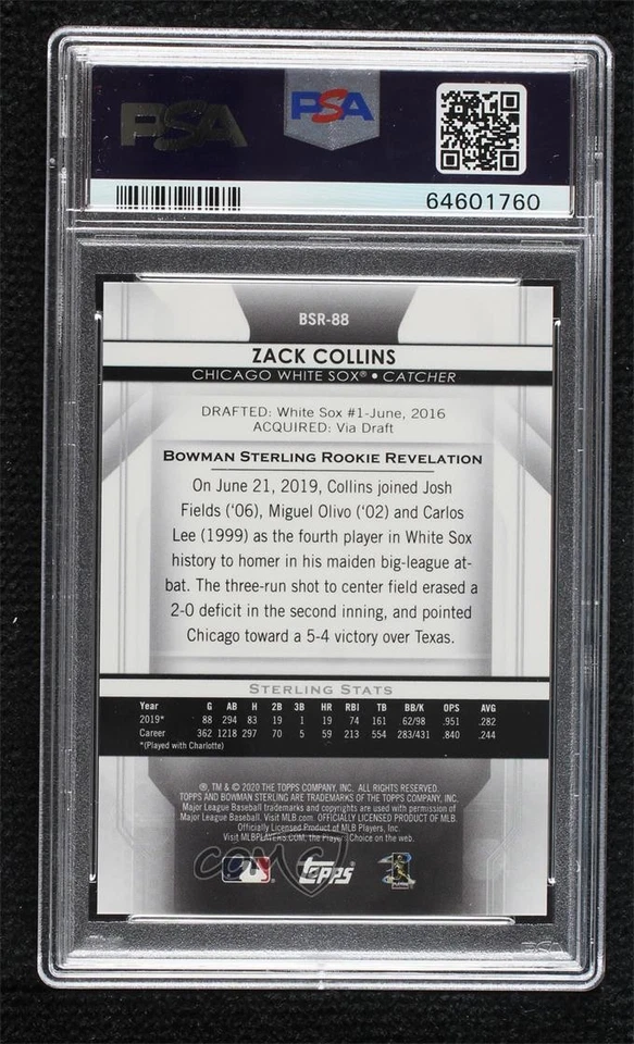 2020 Bowman Sterling Rookies Red Refractor /5 Zack Collins PSA 10 Rookie RC - Image 2 of 2