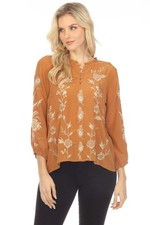Johnny Was Workshop Calipso Button Neck Field Silk Blouse W13823