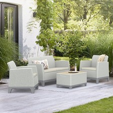 Keter 4 Seater Garden Furniture Lounge Set Sofa Chairs Coffee Table Grey Patio 