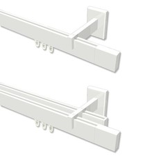 Weiße Gardinenstange mit kantigem Innenlauf, eckige Design-Innenlaufstange