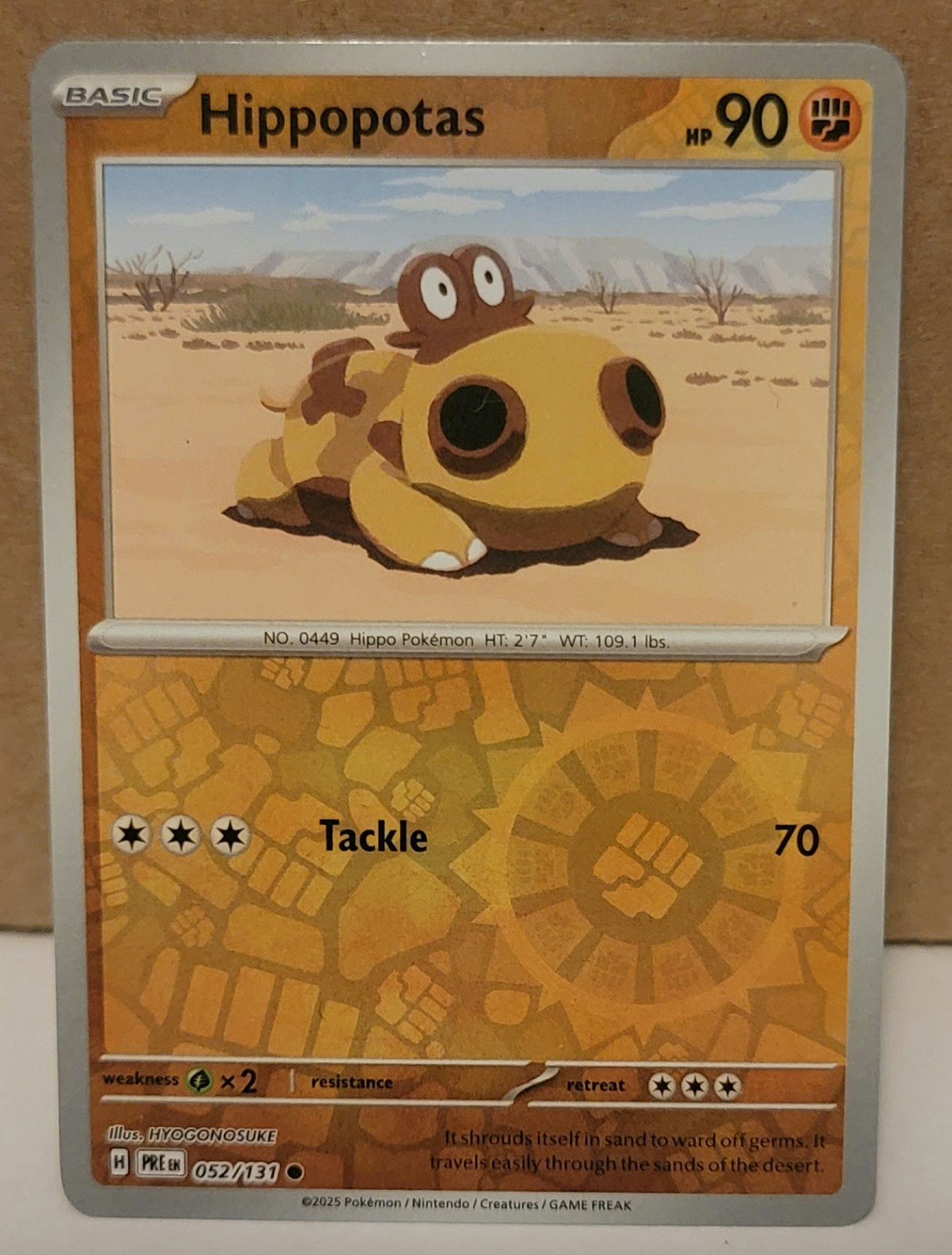 Pokemon TCG Card Hippopotas 052/131 Prismatic Evolutions Reverse Holo Card NM