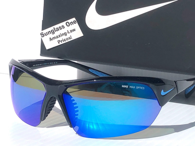 Nike SKYLON ACE Black MAX Optics Blue Mirror Lens Sunglass DV2163