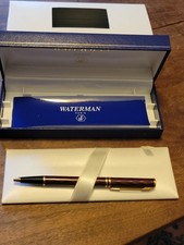 Vintage WATERMAN Laureat Shadowed Red & Gold Rollerball Pen In Box ROUGE SOMBRE