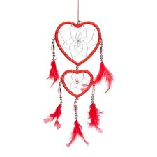 17" Traditional Red Dream Catcher with Feathers Wall or Car Hanging Ornament He