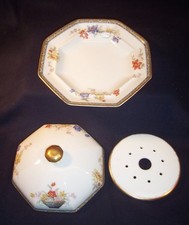 Haviland GANGA Deluxe Cubierta MANTEQUILLA Plato de Queso Tapa Inserto Colador Coromandel