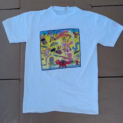 Vtg 1990's 7Up Uncola Island Graphic T Shirt Surfing Pop Art Double Sided USA LG