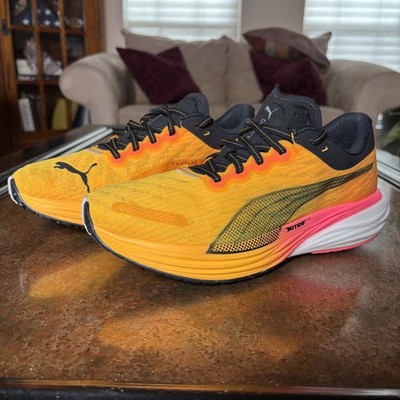 Puma Deviate Nitro 2 Shoes Mens Size 10 Yellow Road Running Athletic Sneakers