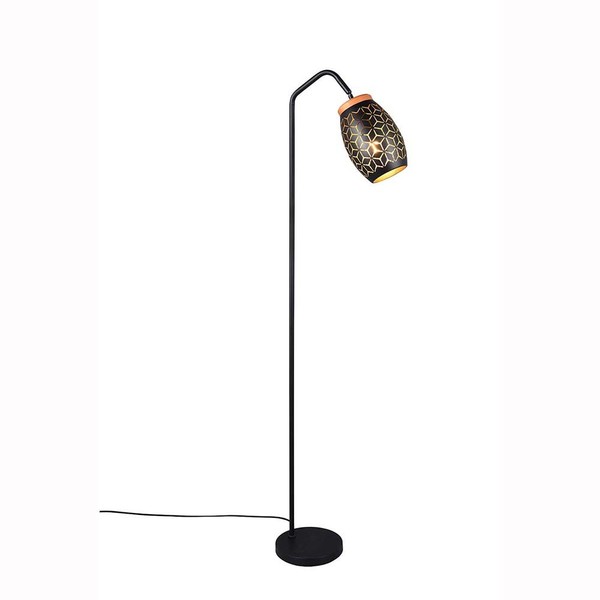 Stehlampe Standleuchte BüRolampe Metall Schwarz Gold E27 FußSchalter H 147 Cm-image
