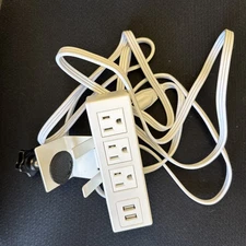 BAYU 3-Outlet Desk Clamp Power Strip, Desktop Power Strip with USB Ports