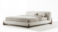 Bett Doppelbett Polsterbett Weiss Beige Modern Elegant Edel