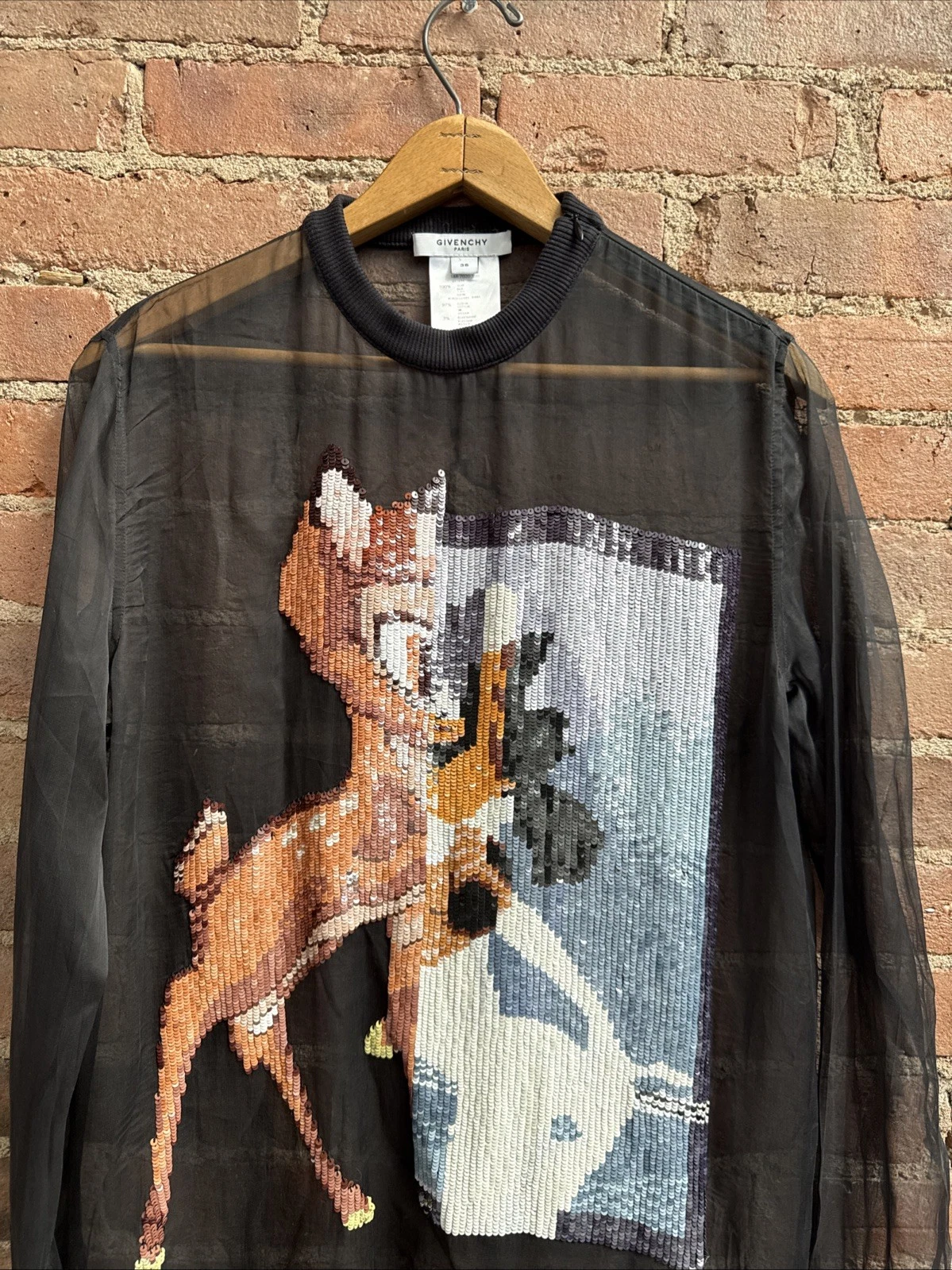 Givenchy — Givenchy Women’s Sheer Blouse, Sz 36, Bambi Sequins on 100% Silk