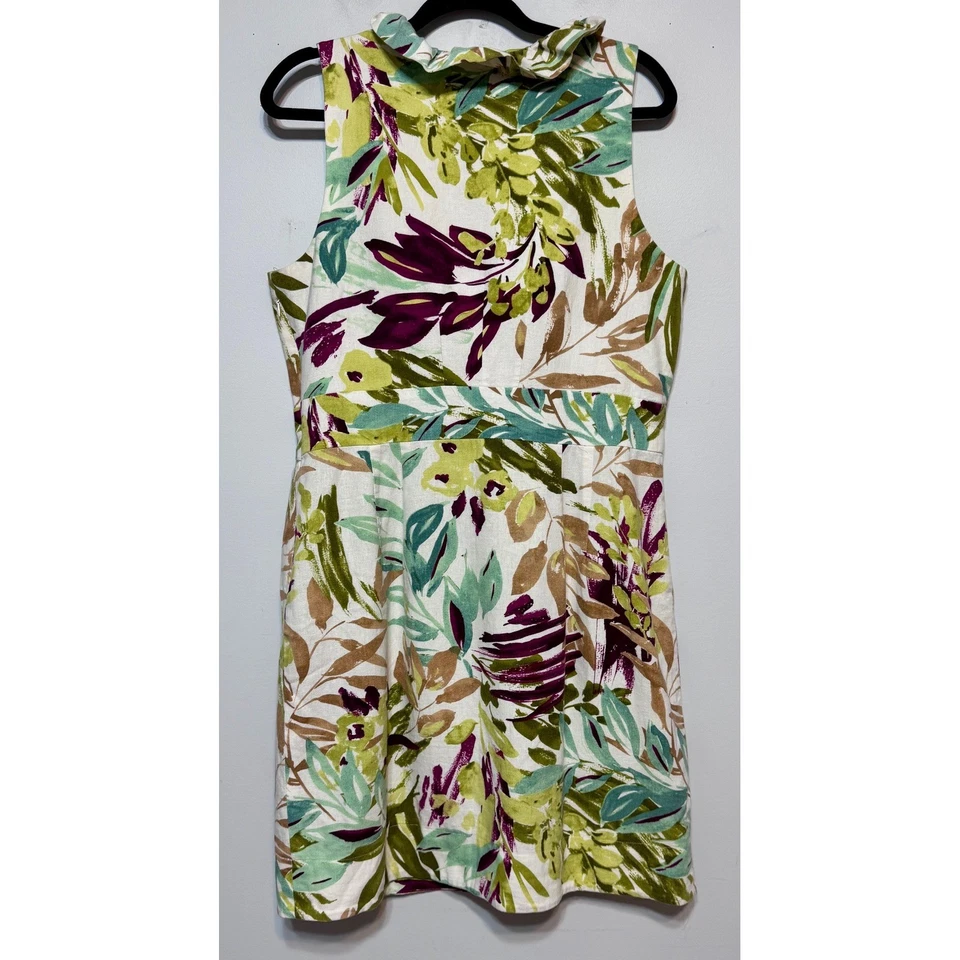 Tropicalcore Botanical Linen Dress Size 16 Coastal Grandma Resort Vacationcore - Image 3 of 4