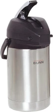 BUNN 2.5 Liter Lever-Action Airpot, Stainless Steel, 32125.0000 Thermal Carafes