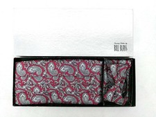 Bill Blass Cummerbund Silk Tie Set In Box Burgundy Adjustable Evening Clothes