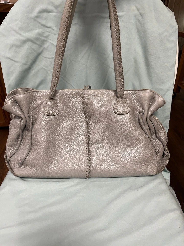 Bolso de hombro Fatto a Mano de Carlos Falchi gris con puntada de cuero Foto 2 de 4