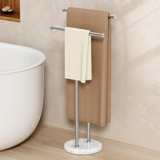 Standing Towel Rack for Bathroom Floor with 10.5 Lbs Natural Marble Base, 2-T...