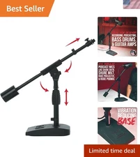 Heavy-Duty Microphone Stand with 27" Telescoping Boom and Stable Weighted Base