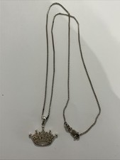 Sterling Silver 925 Crown Charm Princess Chain 20" Disney 4.9Grams