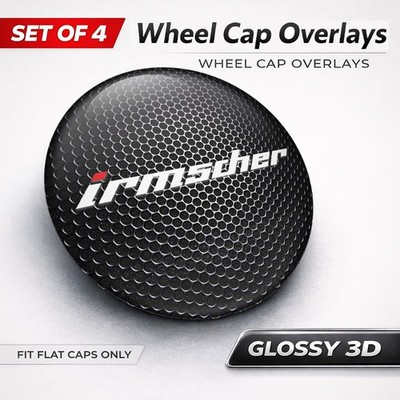 Irmscher Wheel Cap Overlays 3D Domed Resin Center Cap Stickers Set of 4