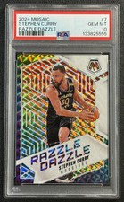 STEPHEN CURRY PSA 10 2024-25 PANINI MOSAIC #7 RAZZLE DAZZLE PRIZM SP WARRIORS 55